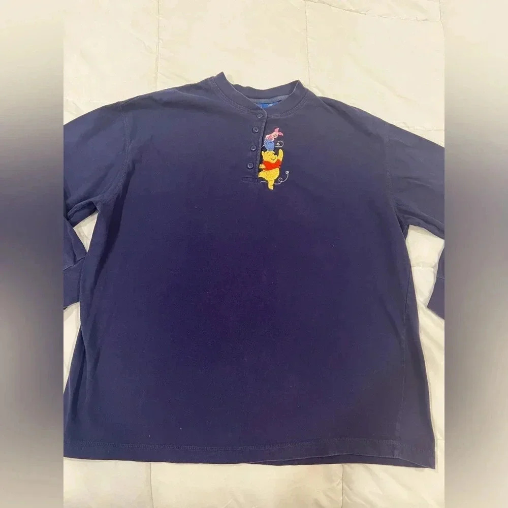 Winnie and Piglet embroidered Henley long sleeve t-shirt. Size 14/16 (L)​